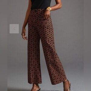 Anthropologie Black and Orange Wide Leg Pants